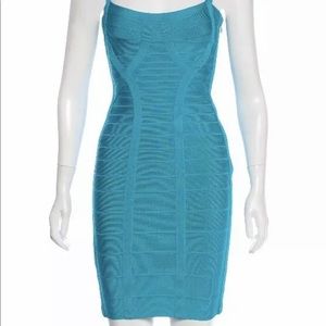 Turquoise Herve Leger Katarina Bandage Dress